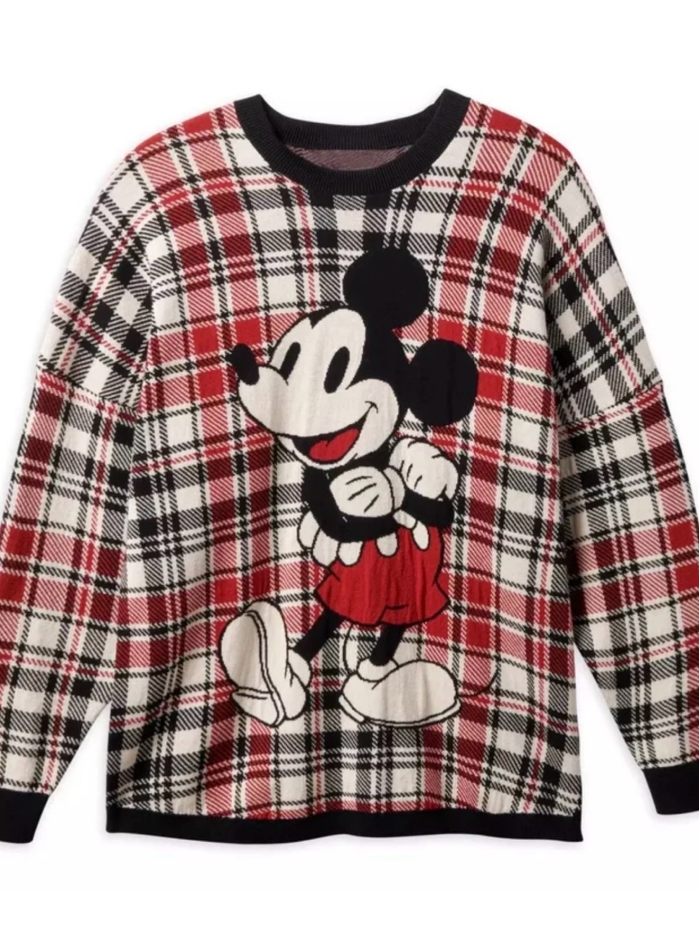 ✨ Disney Parks Mickey Mouse Holiday Plaid Knit Spirit Jersey Sweater ✨ Size S